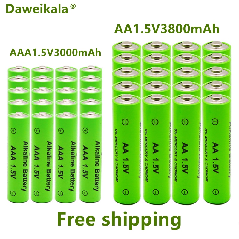 Aa + aaa uppladdningsbart  aa 1.5v 3800 mah /1.5v aaa 3000 mah alkaliskt batteri ficklampa leksaker klocka  mp3 spelare ersätter ni-mh batteri
