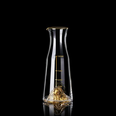 Top Grade Golden Mountain Liquor Shot Glass Wine Decanter Crystal Vodka White Spirit Gold Foil Dispenser Small Cups Wineglass: 1 Piece Decanter