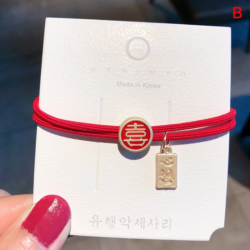 Verstelbare wensarmbanden met rode draad voor vrouwen, mannen en kinderen, met chinese karakters als bedelarmband, het beste voor een verjaardag.: B