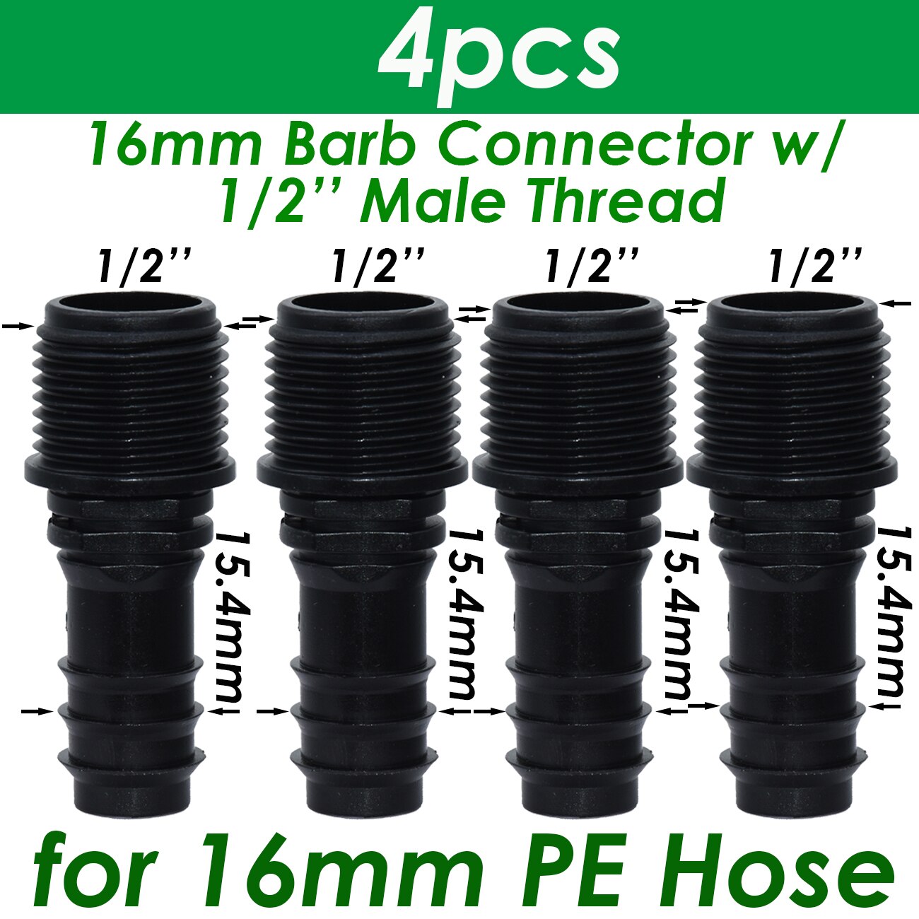 SPRYCLE 4PC 1/2 "3/4" Weiblich Außengewinde Anschluss Zu Widerhaken 16mm 20mm 25mm PE Schlauch Adapter Garten Bewässerung Tropf Bewässerung System: Brown