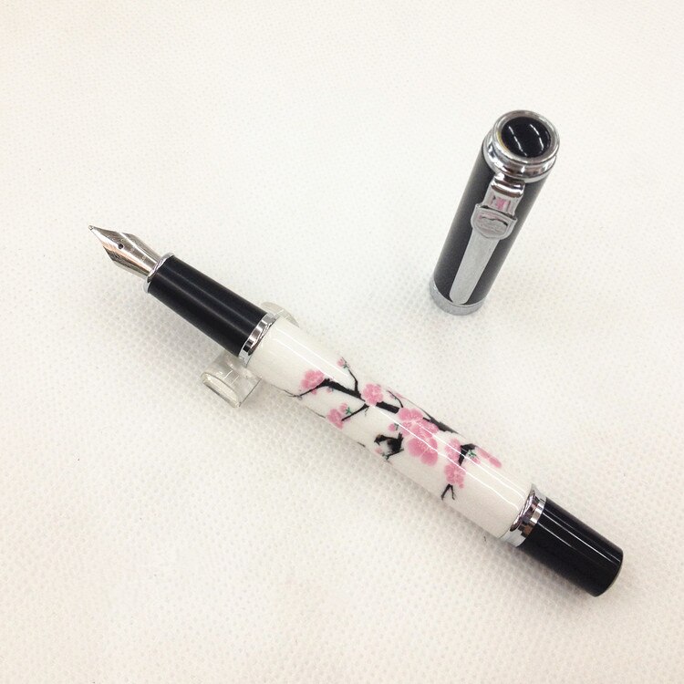 JINHAO-stylo à fontaine en porcelaine blanche, 18 KGP, plume en fleur de prunier rose, 8126: S / Bent Nib