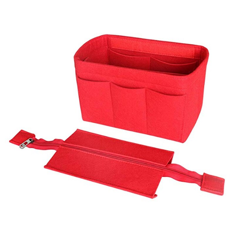 Toilettas voor meisjes, make-uptas van vilt, organizer voor dames, vilten inlegtas voor handtas, multifunctionele reistas voor cosmetica: Rood