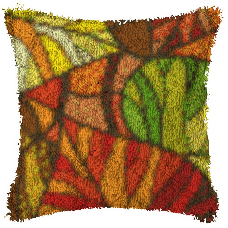 Kit de tapis à crochet en treillis de fleurs, pour bricolage, Segment, oreiller brodé en laine, point de croix, ensemble de tapis, artisanat: vert clair