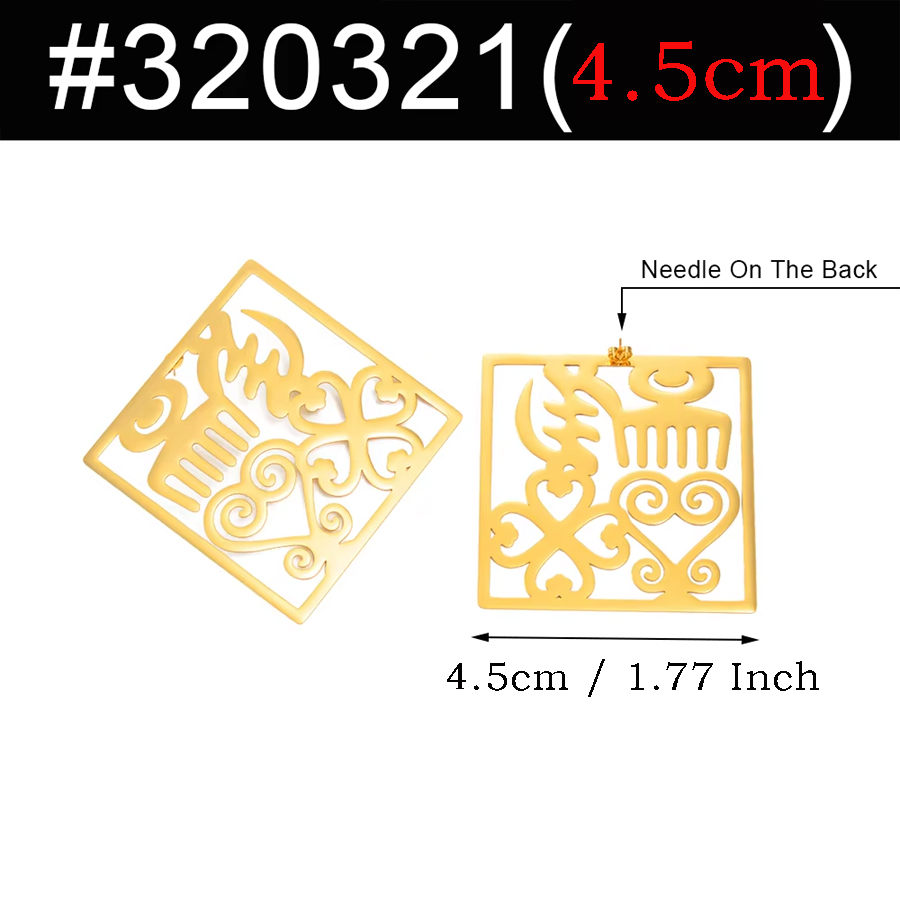 Anniyo 7CM Exaggerated Traditional Symbol Big Earrings African Ornaments Ancient Egyptian Jewelry Gye Symbol Ankara #320321: Light Yellow Gold Color