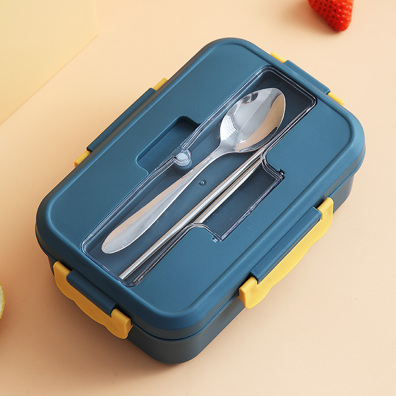 Lunch Box Food Container Bento Box Beheizten Lunchbox Kinder Lunchbox Snack Stroh Weizen Koreanische Versiegelt Student Kunststoff Box für Lebensmittel: Dark blue