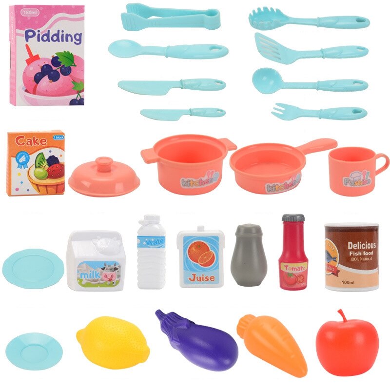 29Stck freundlicher Spielen Haus Küche Spielzeug einstellen Klang und Licht Klang Effekte freundlicher Kochen Reis Kochen Utensilien