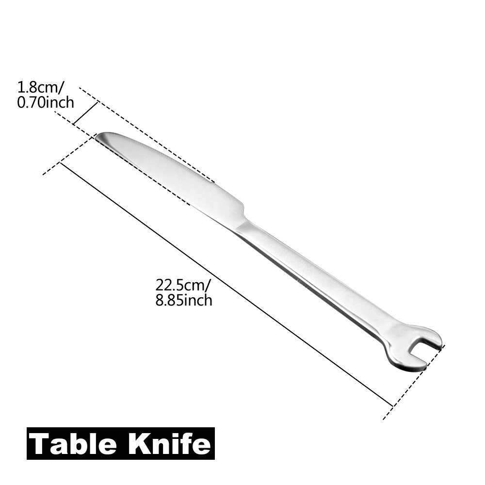 Stainless Steel Wrench Shape Dinnerware Set Cutlery knife Utensils Kitchen Accessories Dinner Forks Spoons Camping: 5pcs Table Kinfe