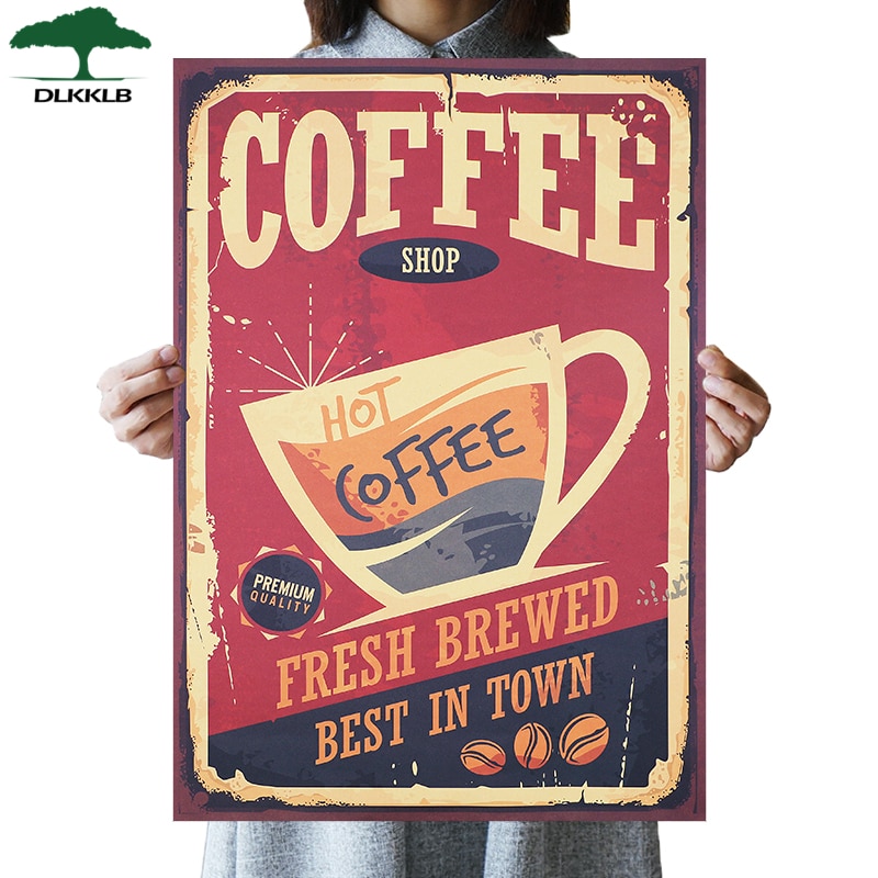Dlkklb kaffebar skilt vintage plakat stor størrelse kraftpapir hjem dekorativt maleri 51.5 x 36cm cafe køkken væg klistermærke