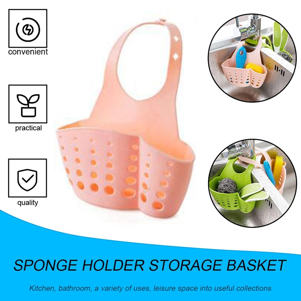 Adjustable Snap Sink Faucet Housing Cradle Kitchen Shelving Rack Kitchen Sponge Holder Storage Basket