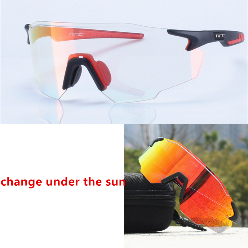 NRC gafas de sol de ciclismo 1 lente UV400 TR90 gafas deportivas para bicicleta MTB bicicleta de montaña pesca senderismo gafas para hombres y mujeres: Gris oscuro