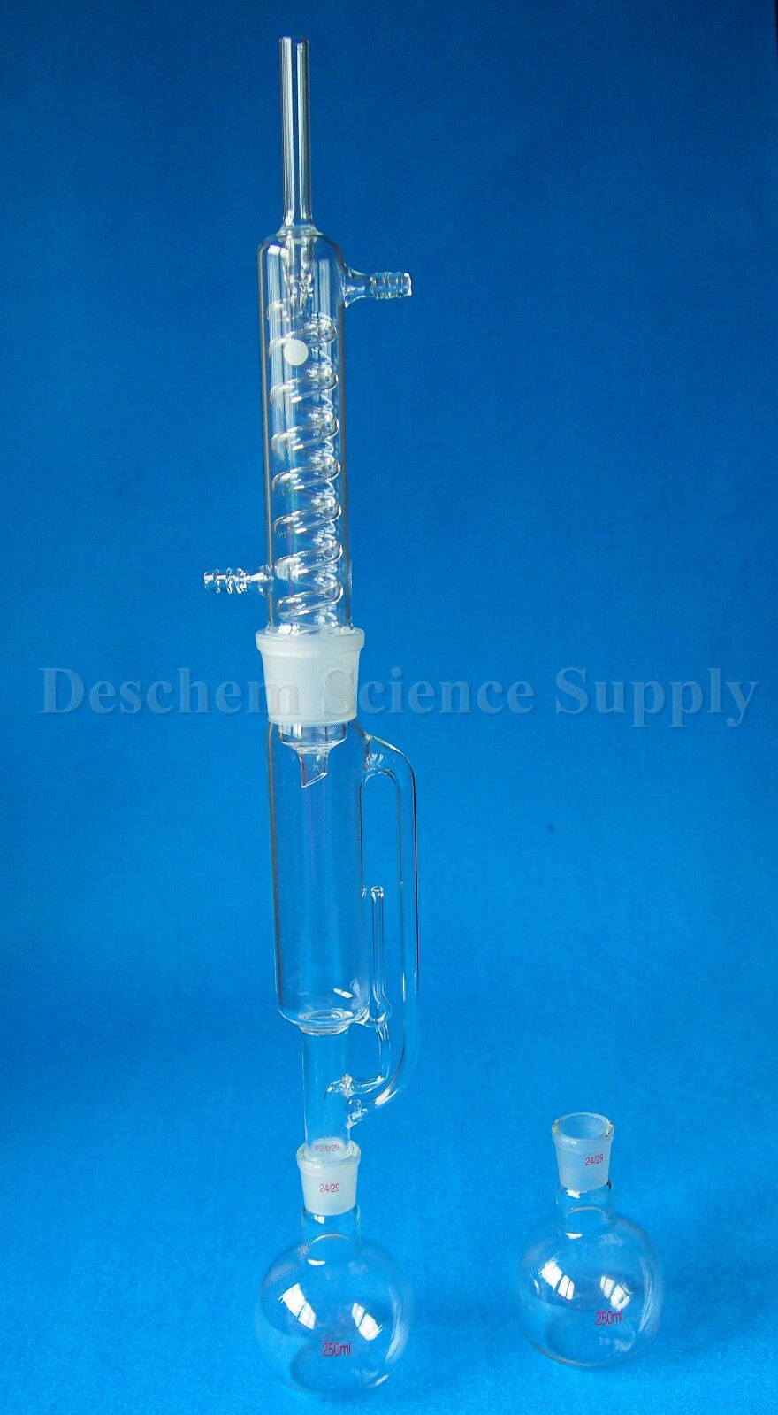 250ml Soxhlet Extractor With Graham Condenser & Two Flat Flask,Lab Glassware