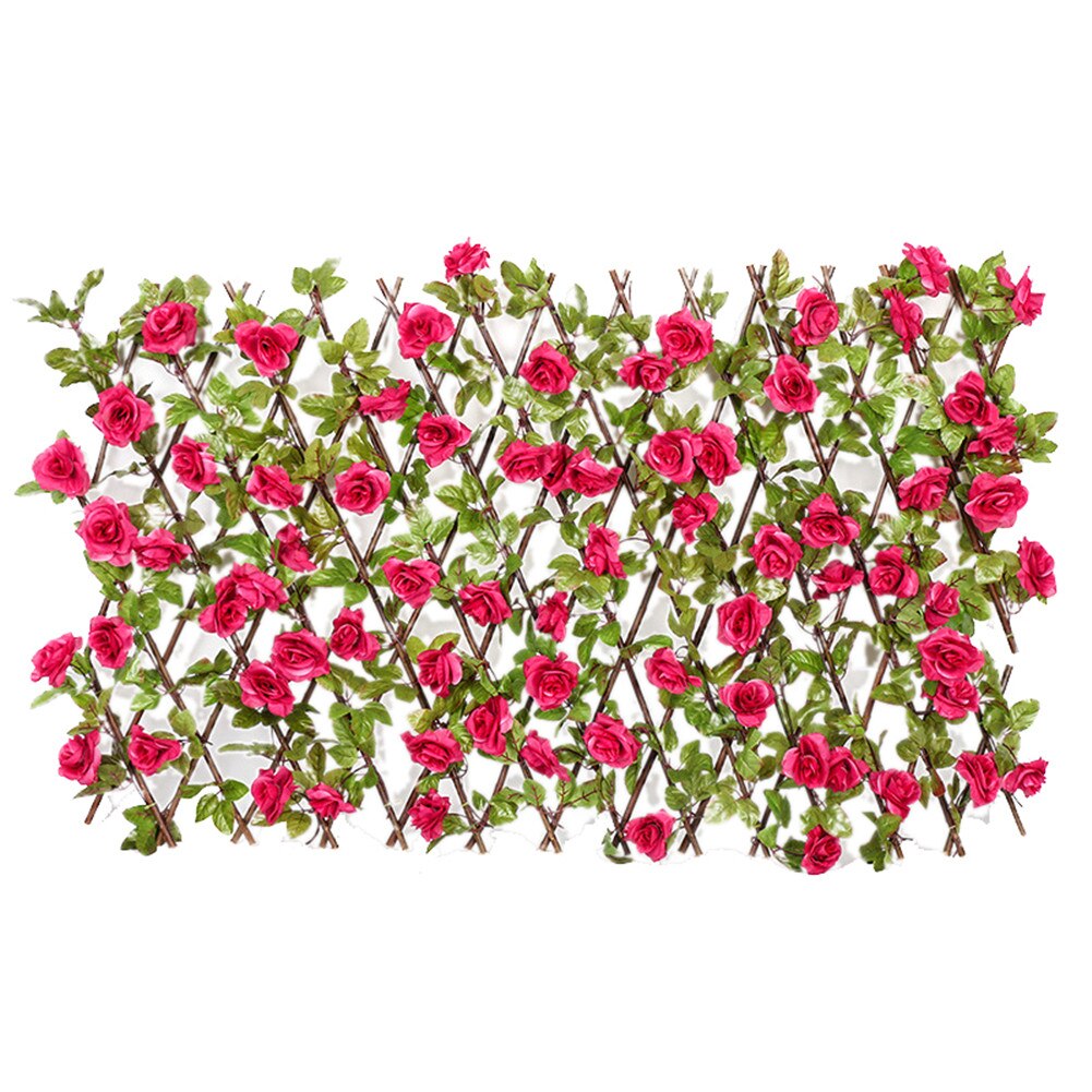 Garden Fence Willow Wooden Hedge With Artificial Flower Leaves Garden Decoration Screening Expanding Trellis Privacy Screen