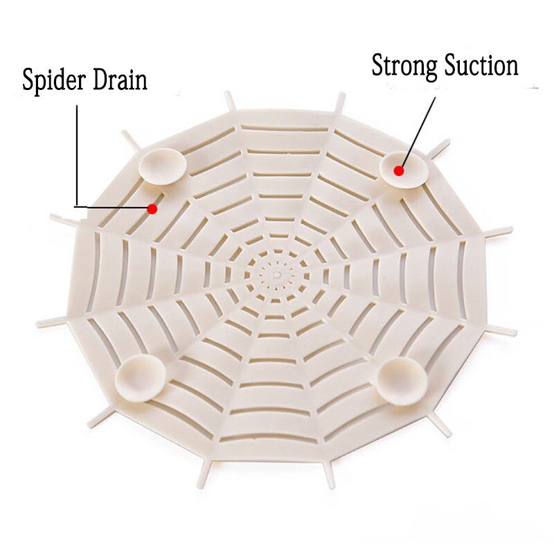Filtre évier Et Lavabo - 2 Pièces - Forme Toile D'araignée Souple - Avec Ventouse - Anti-cheveux - Pour Salle De Bain Et Cuisine - Beige - 13