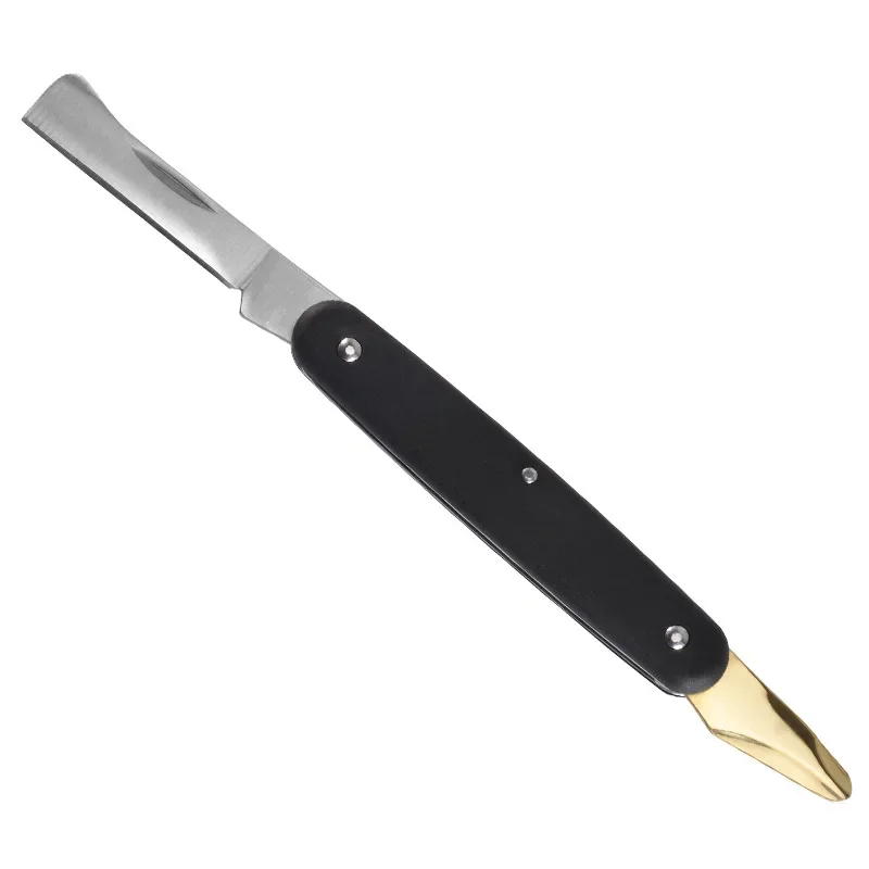 Folding Grafting Knife Plant Grafting Pruning Tools Garden Fruit Tree Cutter Stainless Steel Wooden Handle Knife: black