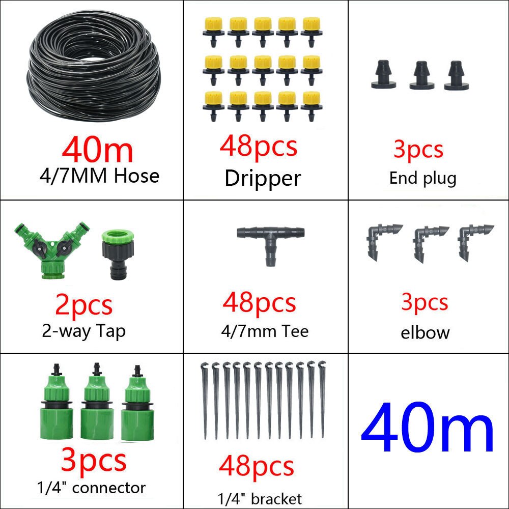 5-50M Automatisch Tuinbewateringssysteem Waterdruppelirrigatiesysteem Plant Bewatering Kit Irrigatie Druppelaars Timer Set: Lavendel