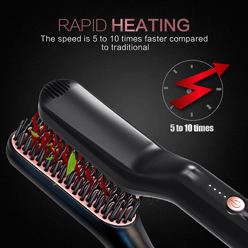 3 IN 1 Beard Hair Straightener Brushes Quick Hair Straightener Comb Ceramic Fast Heat Beard Straightening Iron Combs For Man
