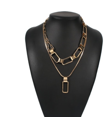 WG 17 Style Retro Multilayer Chain Element Clavicle Chain Choker Necklace Personality Thick Statement Necklace Pendnats: 7692