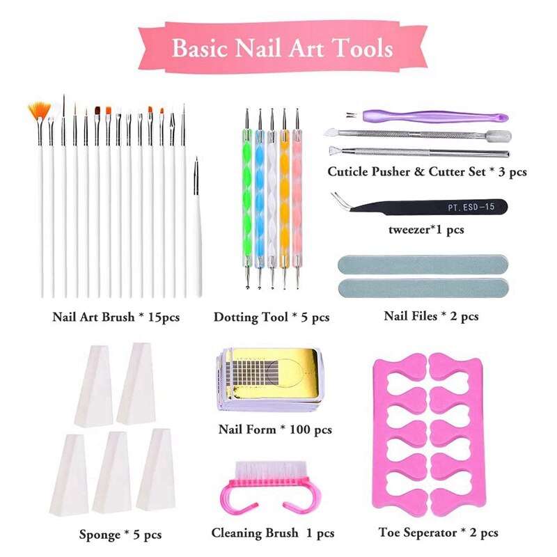 84 Pcs Voltooid Nail Art Set,Nail Art Leveranciers Met Nail Art Brush,Nail Puntjes Gereedschap