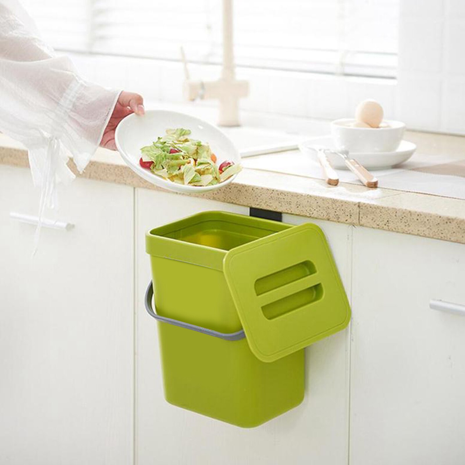 Modern Waste Rubbish Bin Wall Mounted Office Kitchen Trash Can Lid