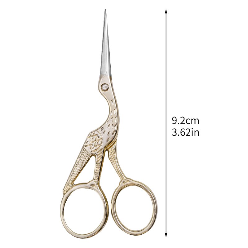 SHWAKK Stainless Steel Embroidery Tailor Scissors Crafts Dressmaking Sharp Handled Needlework Cross stitch Sewing Scissor: 9.2cm gold