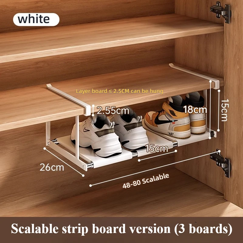 Shoe Rack Retractable Shoes Cabinet Shelf Simple Layered Partition Shoe Tray Storage Household Space-Saving Hanging Shoes Basket: black