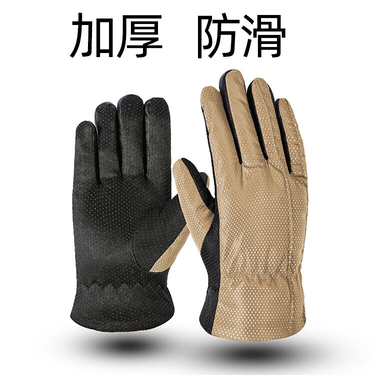 Cycling Gloves Full Finger Sport Riding MTB Bike Gloves Winter Water Resistant Touch Screen Non-slip Motorbike Riding Gloves: Khaki