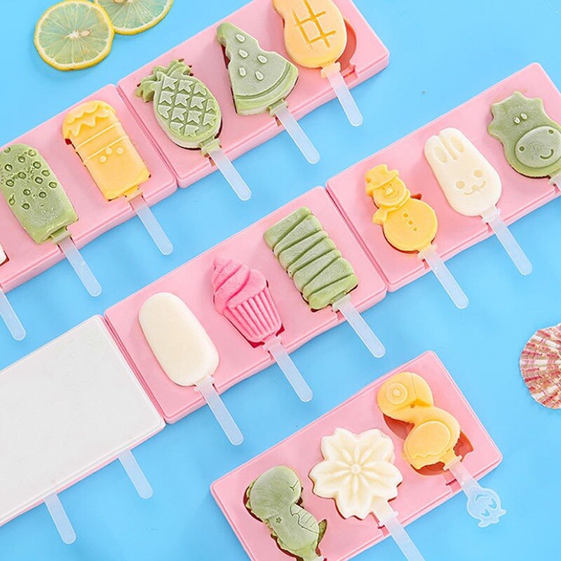 Silicone Ice Cream Mold DIY Homemade Wooden Stick Freezer Juice Forms For Ice Cream Tray Popsicle Barrel Maker Ice Cream Tools