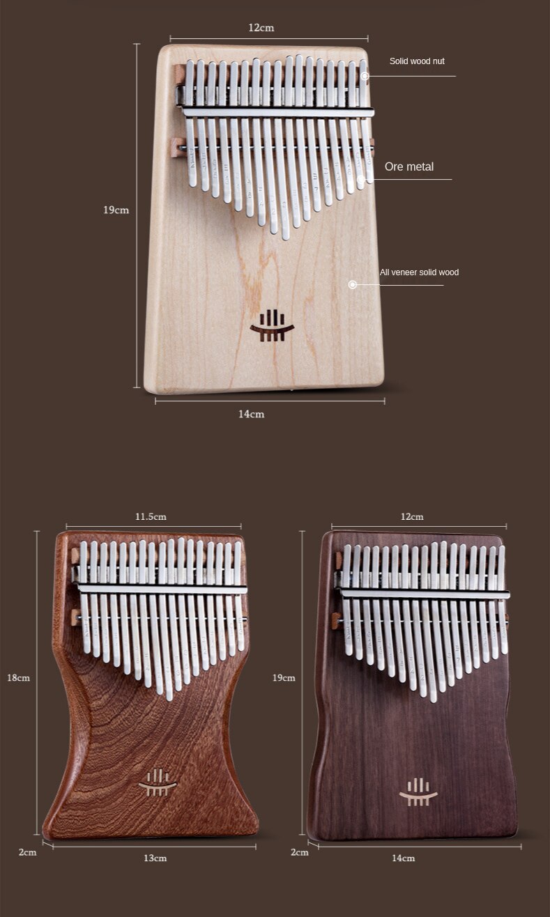 B Plate High-end Thumb Piano Kalimba Beginner 17-tone Keyboard Piano Plate Kalimba Portable Musical Instrument