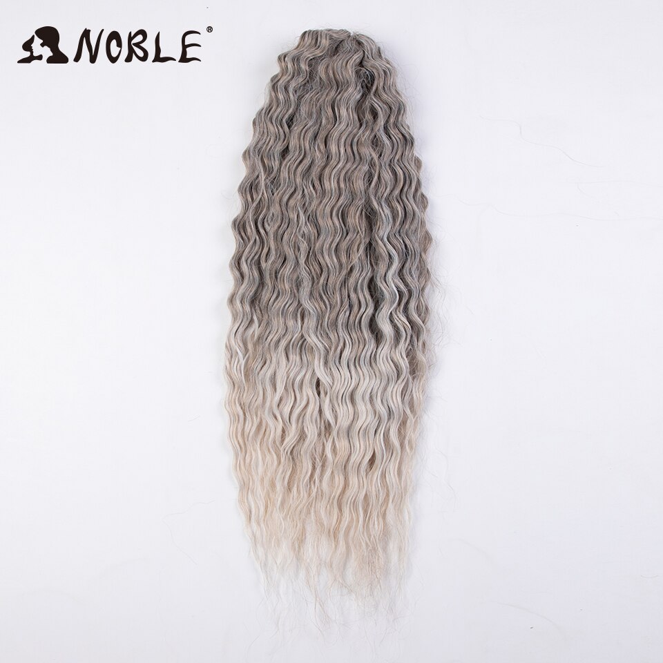 Extensiones de cabello trenzado de onda profunda sintética, pelo rizado de ganchillo, giro de pelo Noble, 24 pulgadas, resistente al calor: 1.001 #