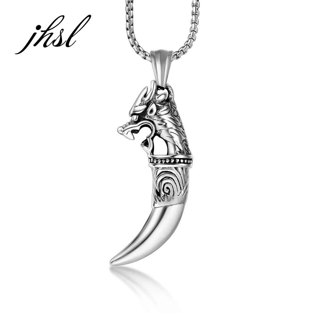 Jhsl Man Mannen Ketting Wolf Tand Hanger Rvs Sieraden Voor Mannelijke Leverancier