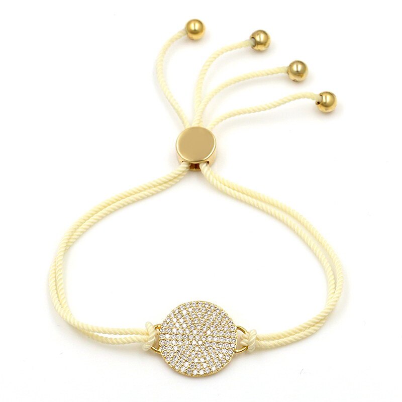WEIMANJINGDIAN Rope Chain Cubic Zirconia Pave Round Bracelets with Adjustable Slide Lock for Men or Women in Various Colors