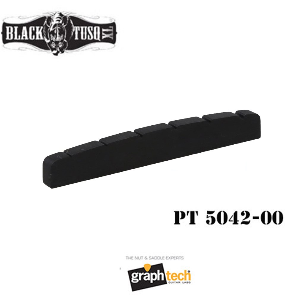 TUSQ Nut PT-5042-00 XL 42mm, Graph Tech, tuerca de guitarra preranurada, fondo plano para FD Strat guitarra eléctrica negra (sin palabras)