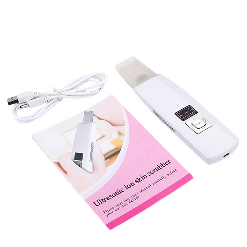 Ultrasonic Face Cleaning Skin Scrubber Facial Cleaner Skin Peeling Blackhead Removal Pore Cleaner Face Scrubber: White without box