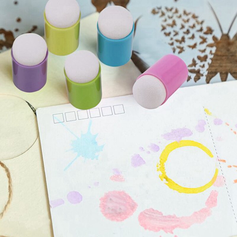 10Pcs Finger Sponge Daubers Painting Ink Pad Stamping Brush Craft Case Art Tool with Box Scrapbooking DIY Crafts