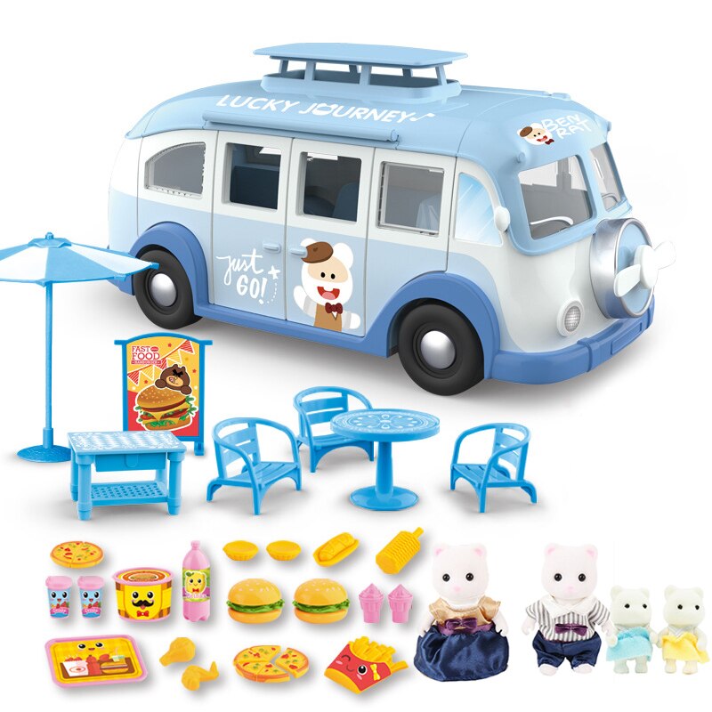 Per bambini di Simulazione Giocattolo Gioco di Casa di Famiglia del Coniglio Crema di Ghiaccio di Campeggio Per Bambini Auto RV Gioco di Casa Picnic Auto Di Compleanno regalo: 8801-2-G03