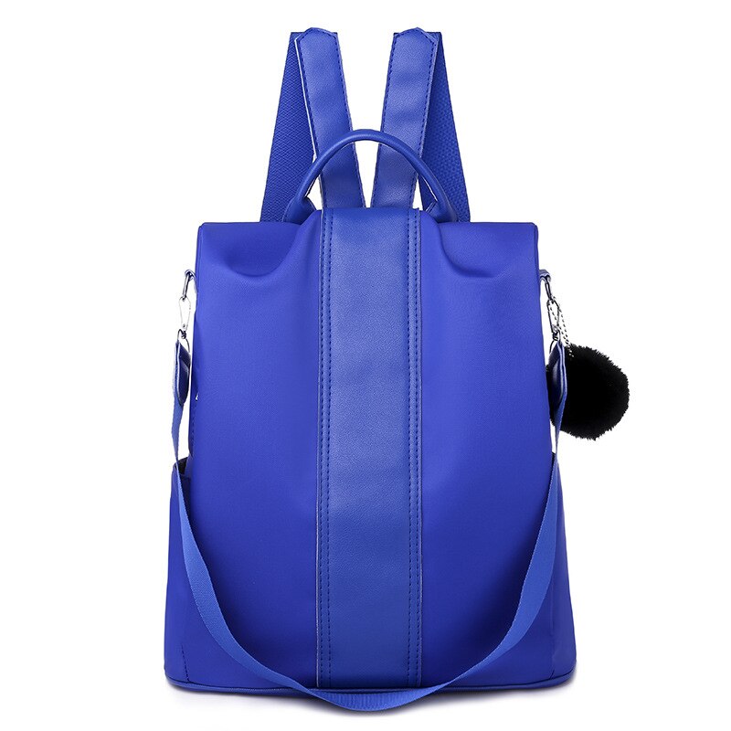 Mochila antirrobo para niñas, bolso escolar Oxford, color morado, colgante rosa, impermeable, de viaje