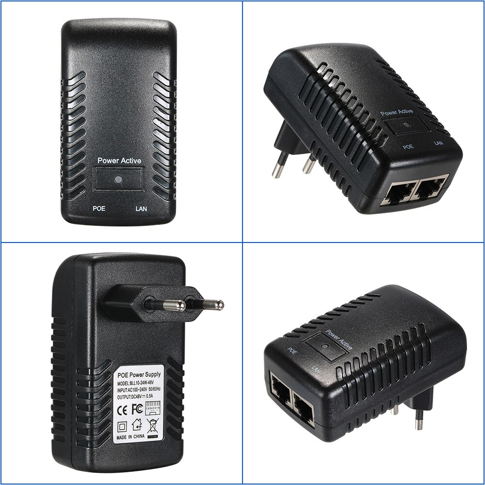 POE Injector Ethernet Power Supply Adapter Compatible W/T IEEE802.3af for IP Camera IP Phone Wireless AP 100m Transmission