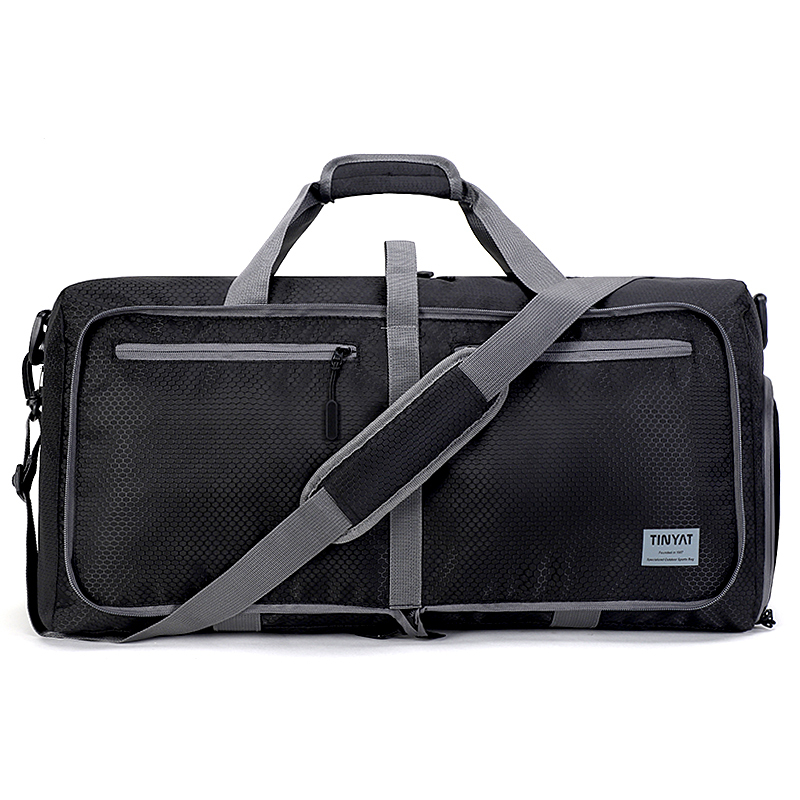 Opvouwbare Reistas Schouder Handheld Grote Capaciteit Bagage Tas Paar Casual Reistas: Zwart