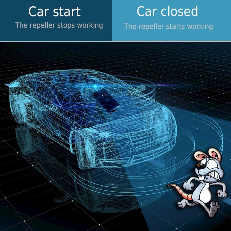 Ultrasonic Car Pest Repeller with LED Flash Keeps Pests Out of Action Easy Installation Car Styling