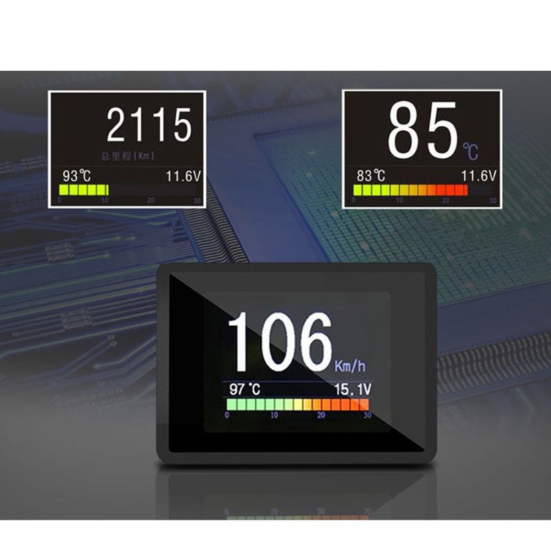 Universal Car Smart Digital Meter Head Up Display OBD II System Fuel Temp Gauge