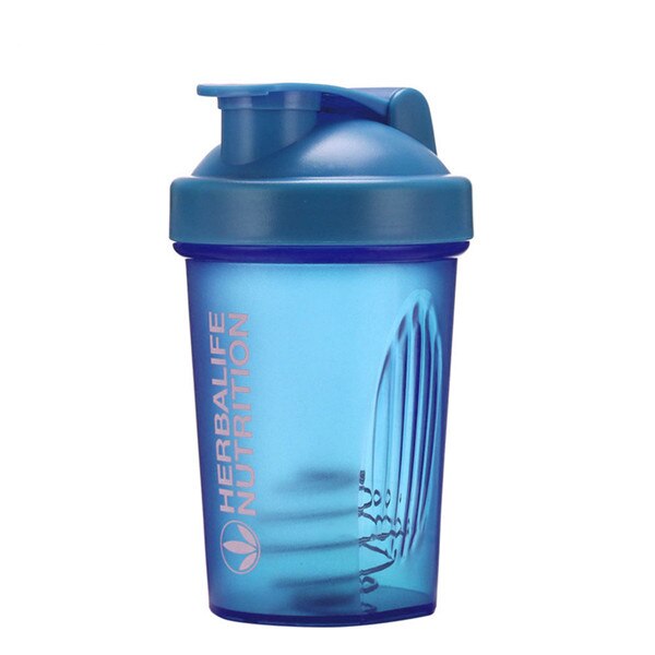Sport shaker flaske 400ml whey protein pulver blandeflaske sport fitness gym shaker utendørs bærbar drikkeflaske i plast: Blå