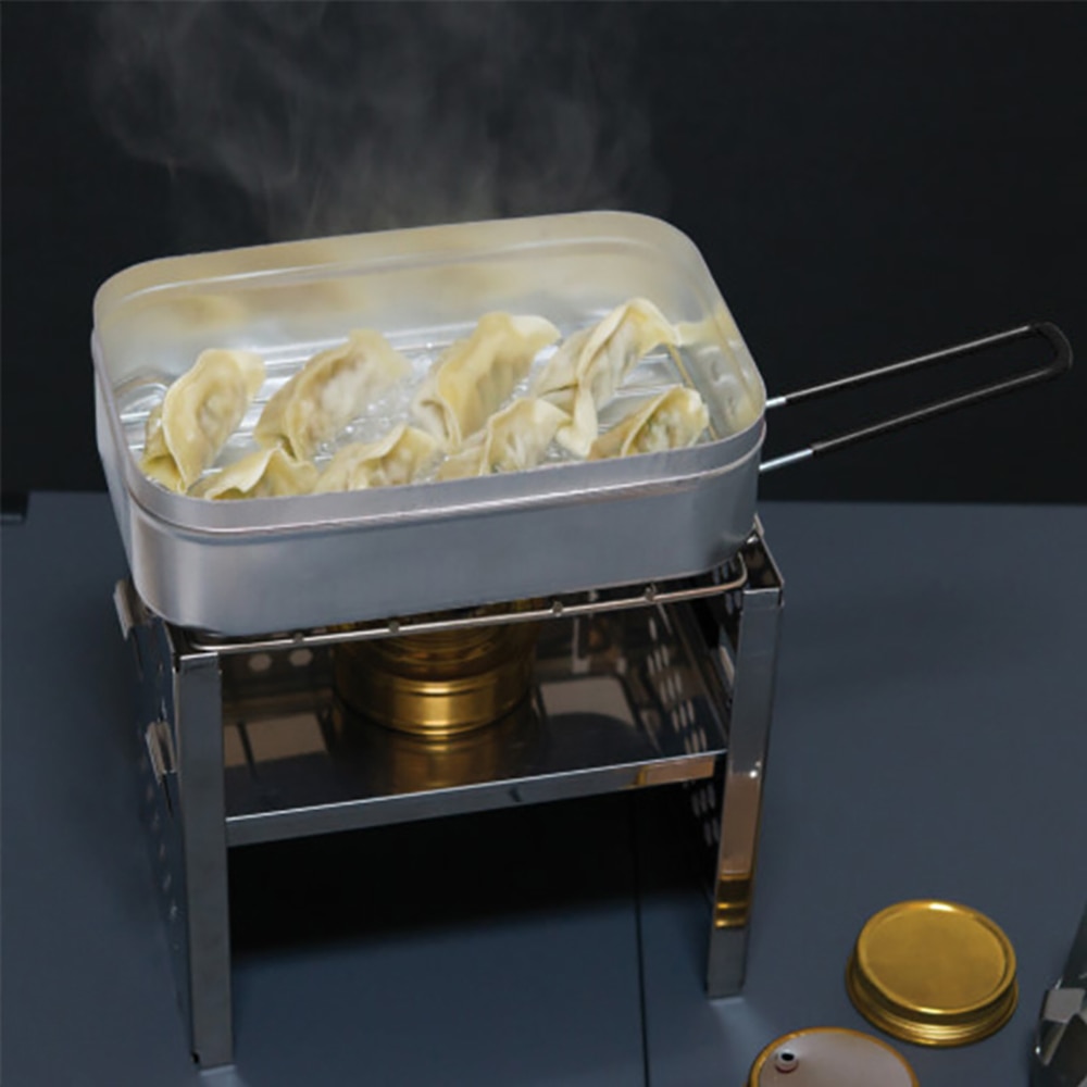 Foldable Aluminum Alloy Stainless Steel Picnic Box Dinner Pail Lunch-Box Breakfast Storage Dinnerware Food Container Office