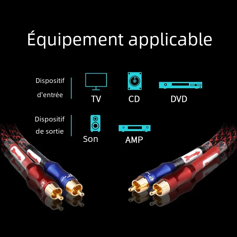 YYAUDIO HIFI Stereo Pair RCA Cable High-performance Premium Hi-Fi Audio 2rca to 2rca Interconnect Cable