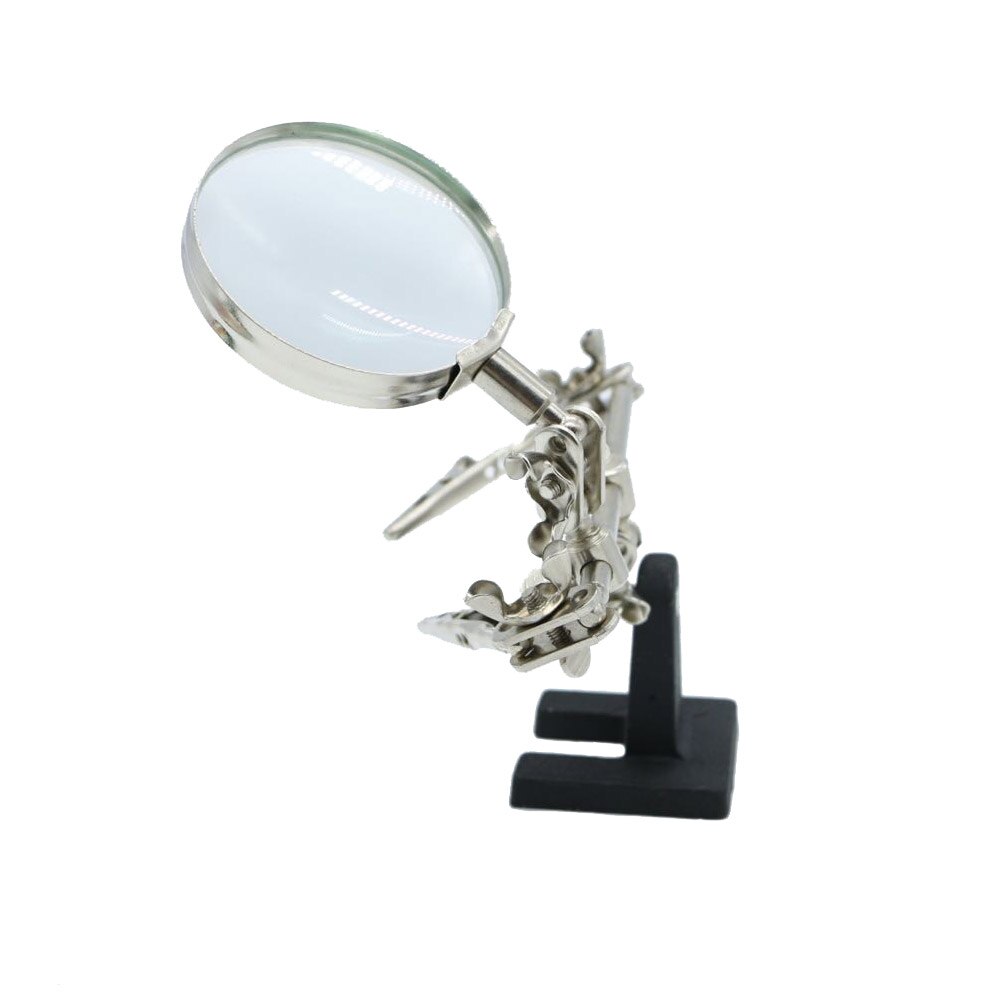 Newest protable Third Hand Tool Soldering Stand with 5X Magnifying Glass 360 Degree Rotating Adjustable Locking Arms