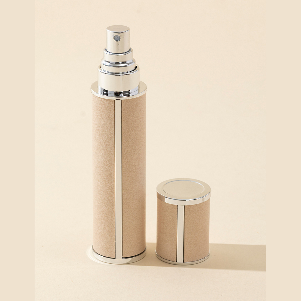 Atomiseur de parfum de voyage étanche de 10ml, mini distributeur de colonnes portable et réapprobable, bouteille intérieure en verre, 1 pièce: Beige