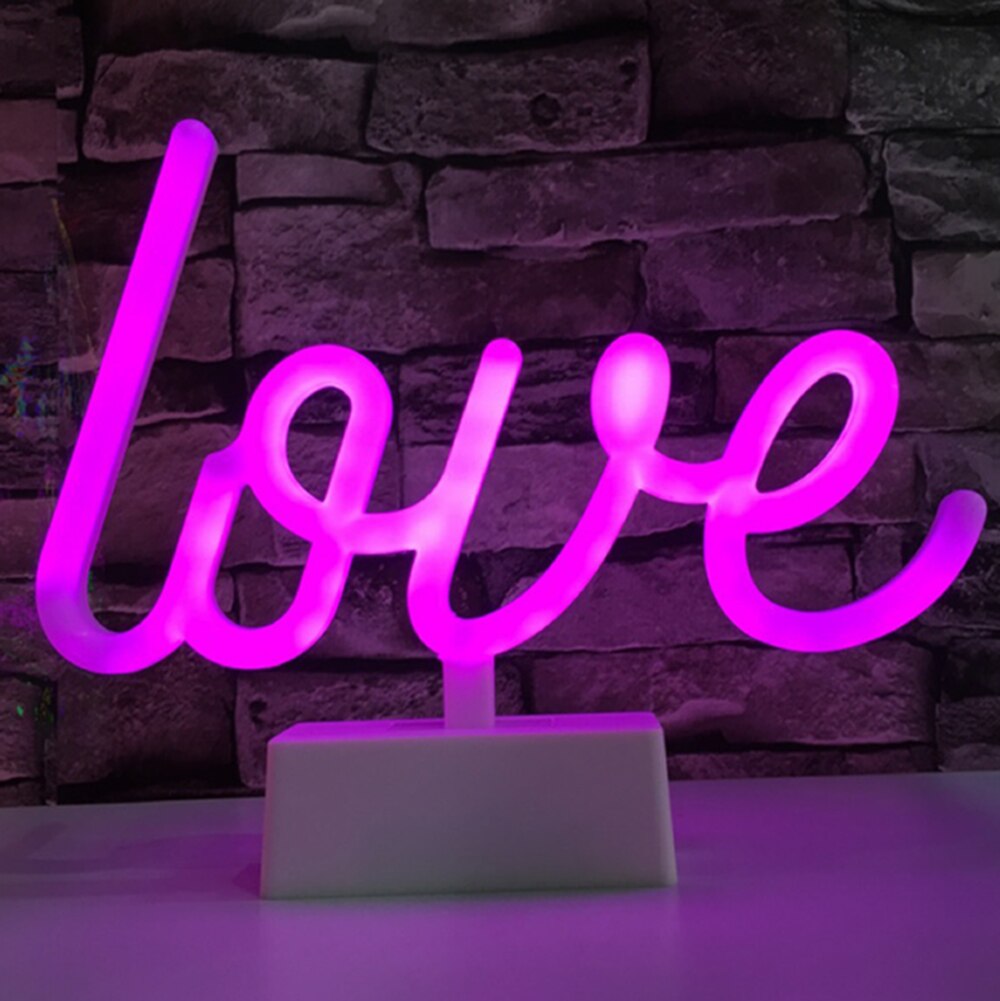Led Neon Lights Sign Letter Neon Sign Night Light Bedroom Decoration Hello Love Dream Open Home Rainbow Cactus Lamp: Love