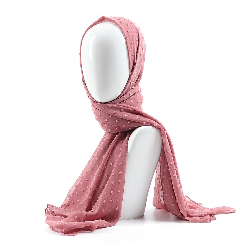 Écharpe longue châle en mousseline de soie | pom bulle, bandeau musulman, maxi points islamiques, écharpe hijab uni: 18 cranberry