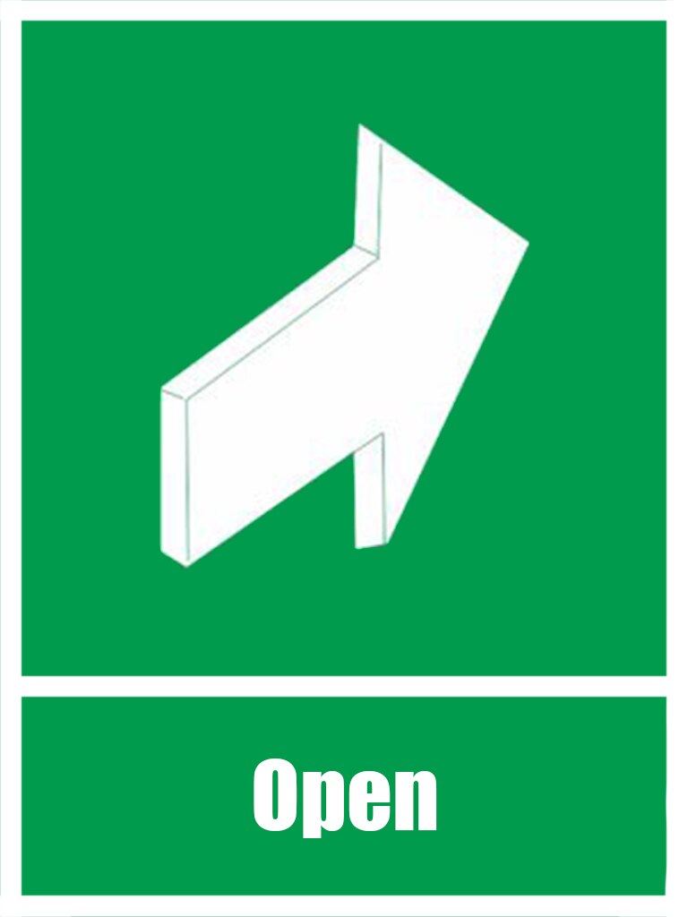 Pegatinas de señal de fuego verde, paredes y suelos L para salida de emergencia, señal de alerta de seguridad abierta, 15x20cm, 1 ud.: GF 001