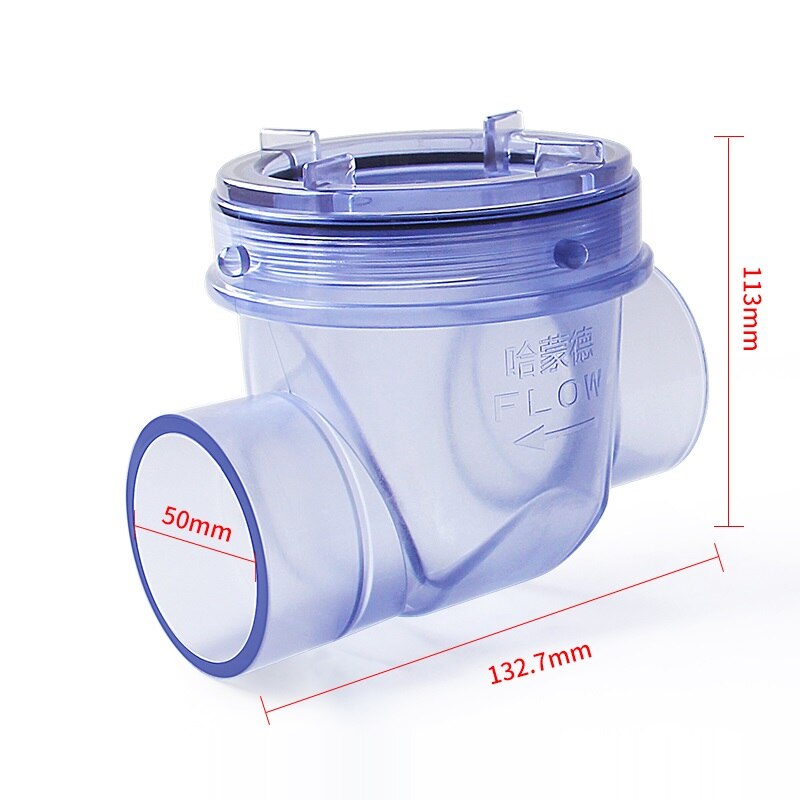 1pc 50mm PVC Blue Transparent Check Valve Anti-Backflow Check Valve Kitchen Sewer Pipe Water Pipe One-Way Valve: Horizontal