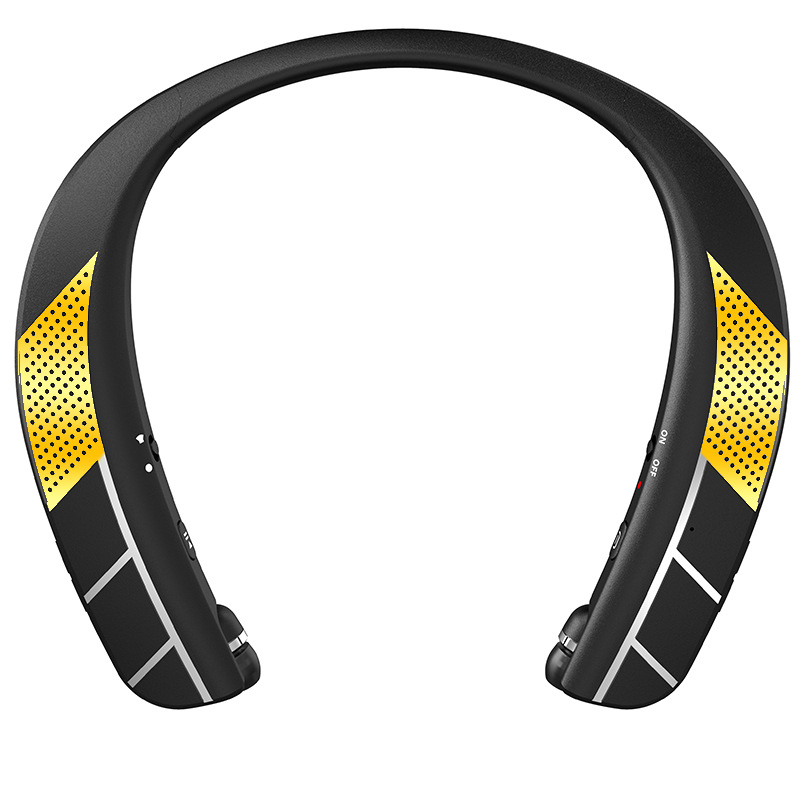 Lz -6 trådløse øretelefoner bluetooth 5.0 nakkebøyle headset ørepropper med høyttaler hodetelefoner vanntett sportsheadset med mikrofon: Gull